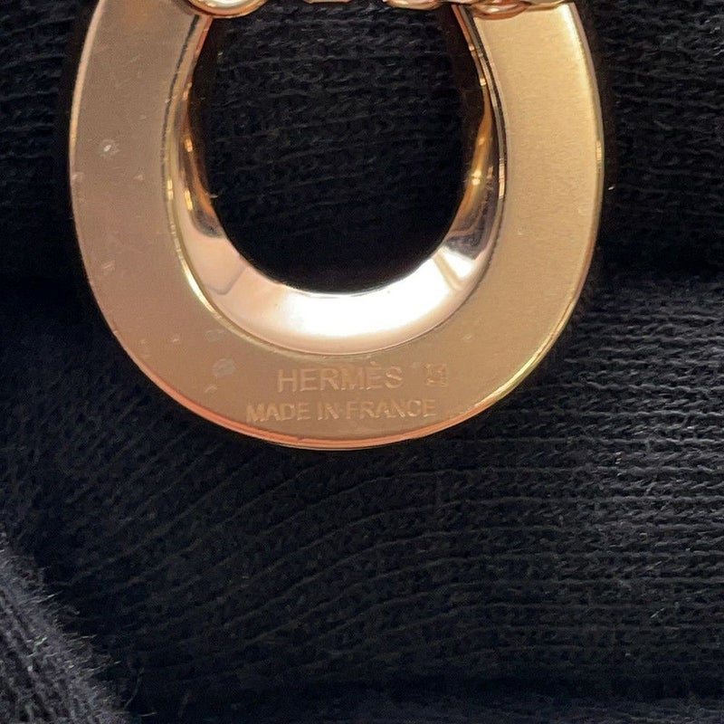 エルメス ネックレス ジョケット PM ブラック/ピンクゴールド金具 メタル/エプソン HERMES アクセサリー 黒