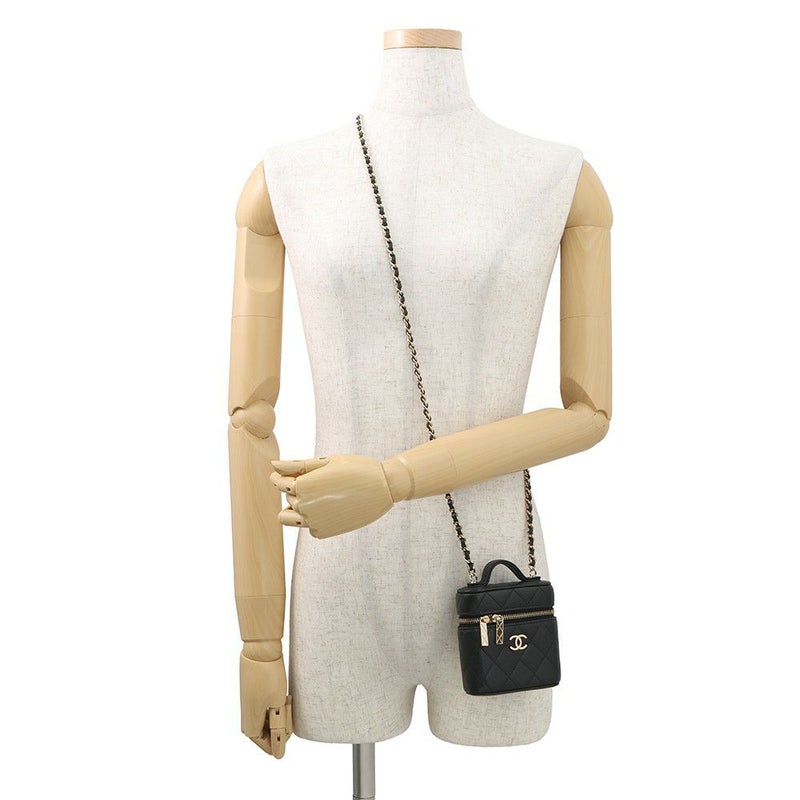 シャネル チェーンヴァニティー ケース スモール マトラッセ ココマーク キャビアスキン AP2503 CHANEL ショルダー ポシェット 黒