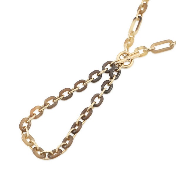 エルメス ロングネックレス レジーユ バッファローホーン/メタル HERMES Wチェーン アクセサリー