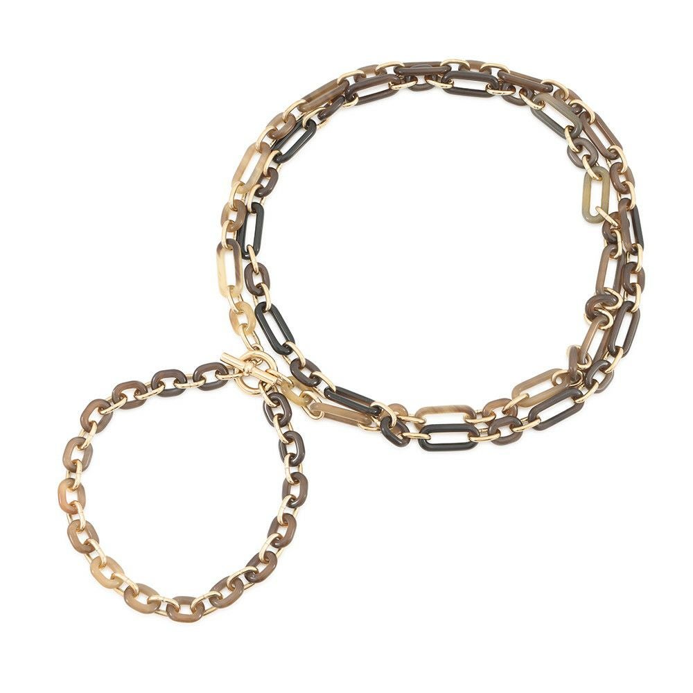 エルメス ロングネックレス レジーユ バッファローホーン/メタル