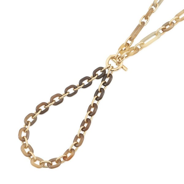 エルメス ロングネックレス レジーユ バッファローホーン/メタル HERMES Wチェーン アクセサリー