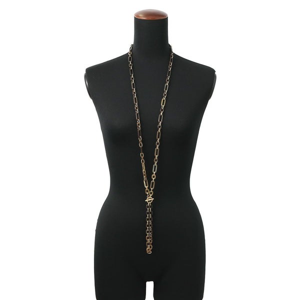 エルメス ロングネックレス レジーユ バッファローホーン/メタル HERMES Wチェーン アクセサリー