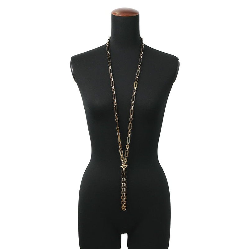 エルメス ロングネックレス レジーユ バッファローホーン/メタル HERMES Wチェーン アクセサリー