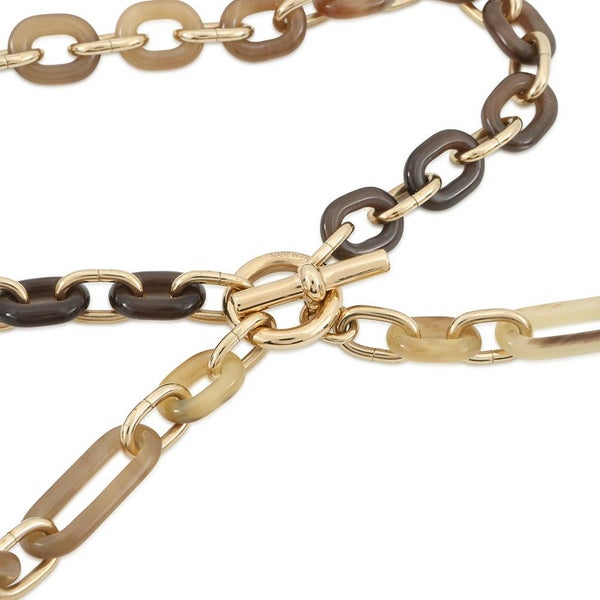 エルメス ロングネックレス レジーユ バッファローホーン/メタル HERMES Wチェーン アクセサリー