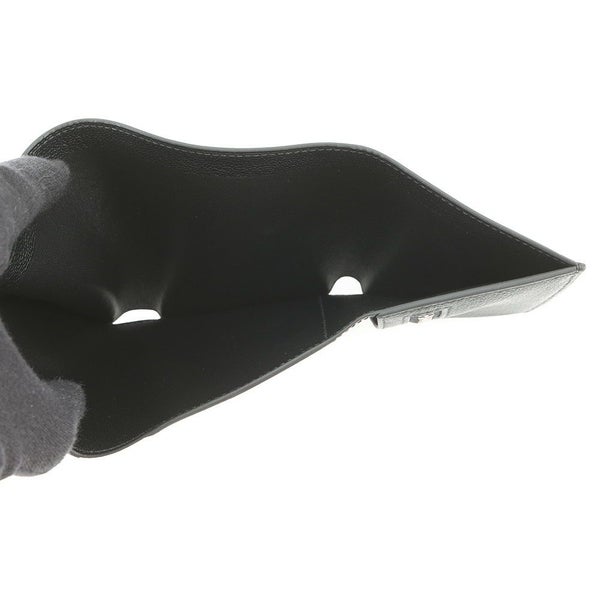 エルメス 三つ折り財布 ベアンコンビネ ブラック/シルバー金具 シェブルミゾル B刻印 HERMES 財布 黒