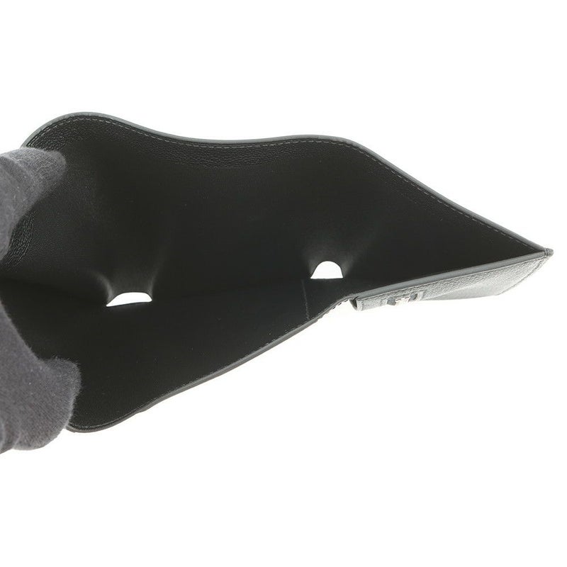 エルメス 三つ折り財布 ベアンコンビネ ブラック/シルバー金具 シェブルミゾル B刻印 HERMES 財布 黒