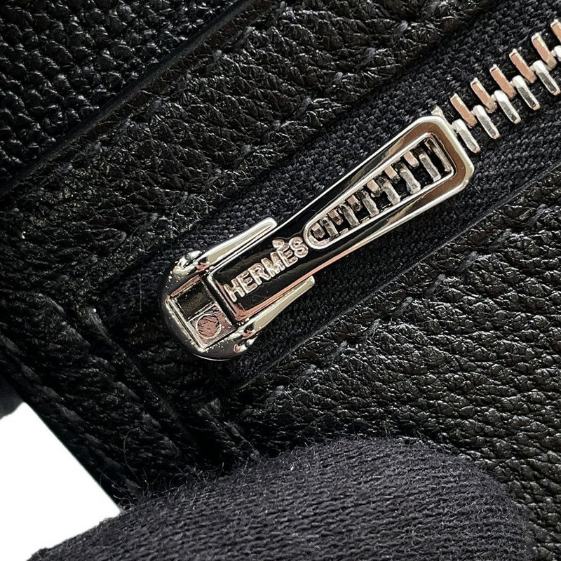 エルメス 三つ折り財布 ベアンコンビネ ブラック/シルバー金具 シェブルミゾル B刻印 HERMES 財布 黒