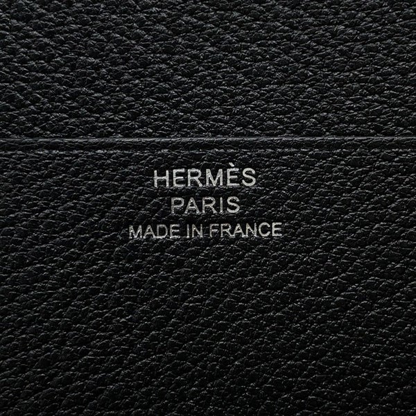 エルメス 三つ折り財布 ベアンコンビネ ブラック/シルバー金具 シェブルミゾル B刻印 HERMES 財布 黒