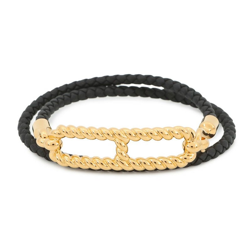 エルメス ブレスレット ルリ・ゴドロンヌ  ブラック/ゴールド金具 スイフト HERMES アクセサリー