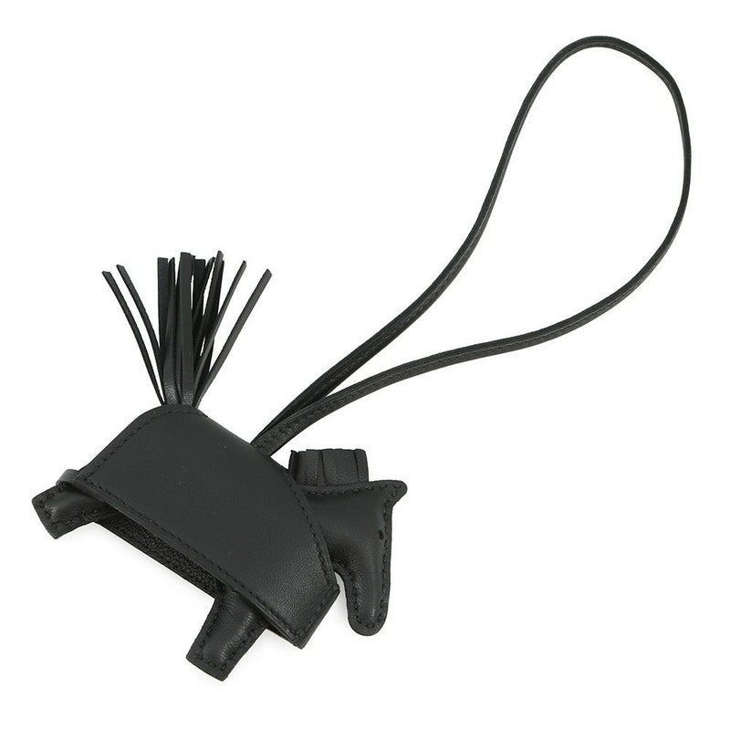 エルメス バッグチャーム ロデオPM ロベオ ロック ブラック/シルバー金具 ラムスキン K刻印 黒