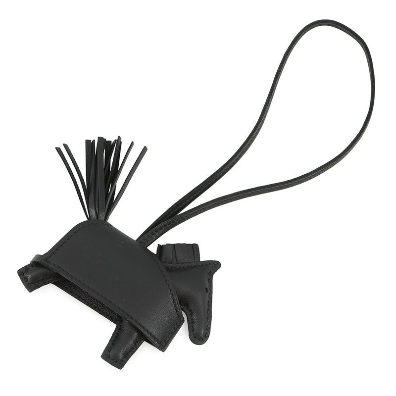 エルメス バッグチャーム ロデオPM ロベオ ロック ブラック/シルバー金具 ラムスキン K刻印 黒