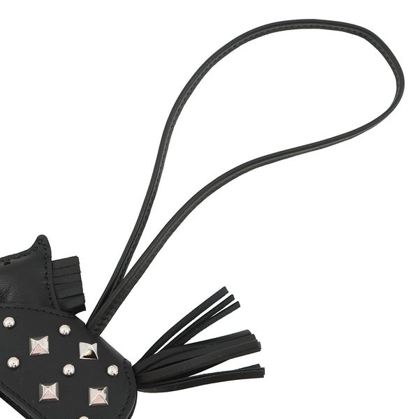 エルメス バッグチャーム ロデオPM ロベオ ロック ブラック/シルバー金具 ラムスキン K刻印 黒