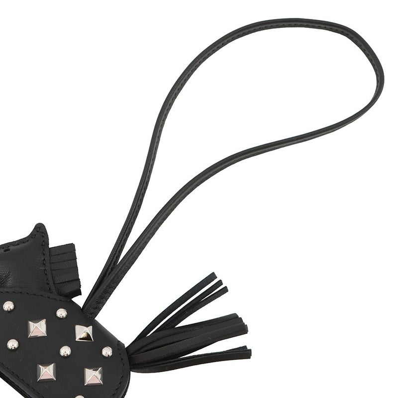 エルメス バッグチャーム ロデオPM ロベオ ロック ブラック/シルバー金具 ラムスキン K刻印 黒