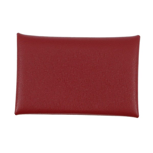 エルメス カードケース カルヴィ ルージュアッシュ/シルバー金具 ヴォーマダム W刻印 HERMES 名刺入れ