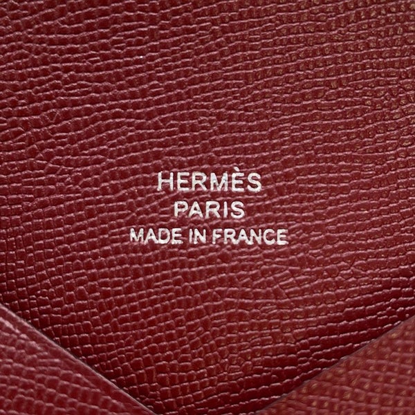 エルメス カードケース カルヴィ ルージュアッシュ/シルバー金具 ヴォーマダム W刻印 HERMES 名刺入れ