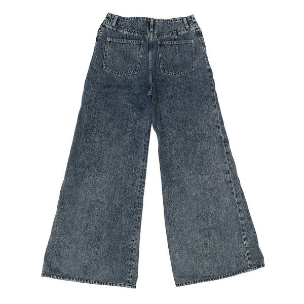 シャネル パンツ カメリア プリント ウォッシュド デニムパンツ コットン レディースサイズ36 P70188 CHANEL ボトムス