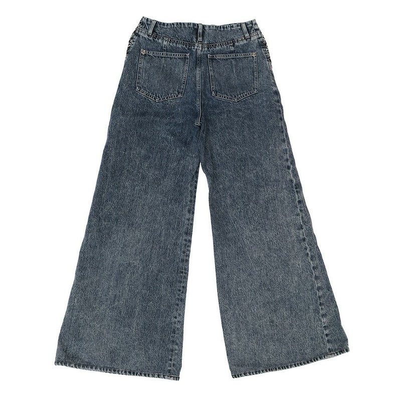 シャネル パンツ カメリア プリント ウォッシュド デニムパンツ コットン レディースサイズ36 P70188 CHANEL ボトムス