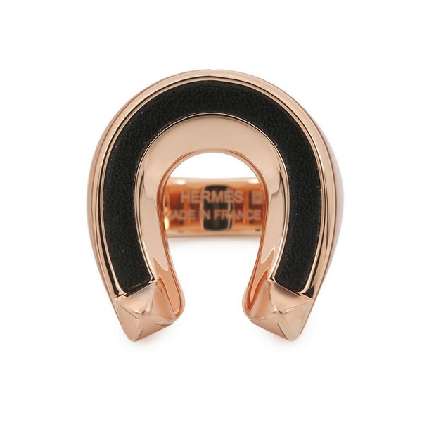 エルメス リング ジョケット GM ブラック/ピンクゴールド金具 サイズ53 HERMES 指輪 黒