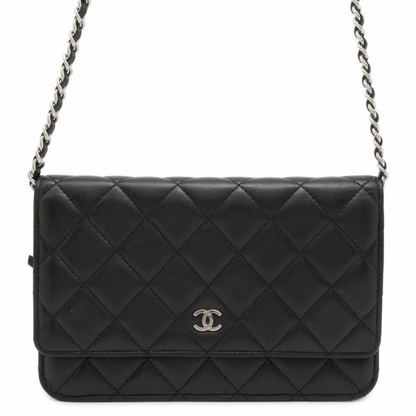 シャネル チェーンウォレット クラシック マトラッセ ココマーク ラムスキン A33814 CHANEL 財布 ブラック 黒