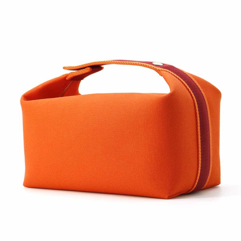 ルメス ポーチ ブリッド・ア・ブラックGM オレンジ/ボルドー シルバー金具 コットン HERMES 小物入れ