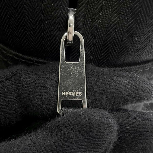 エルメス リュックアカプルコ サックアド ブラック/シルバー金具 トワルシェブロン HERMES バッグ 黒