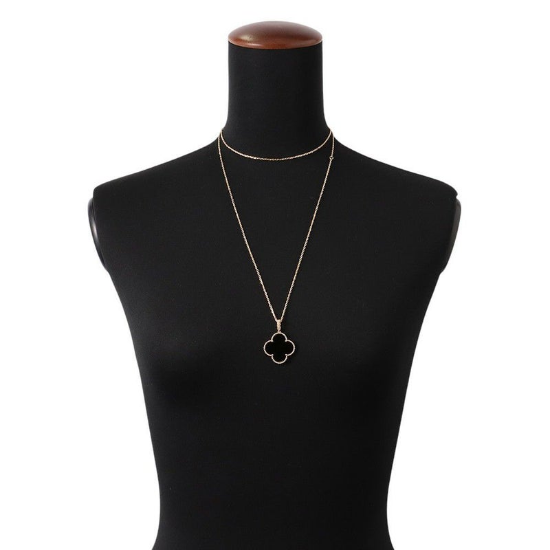 ヴァンクリーフ&アーペル ネックレス マジック アルハンブラ ロングネックレス 1モチーフ オニキス K18YGイエローゴールド VCARO49M00