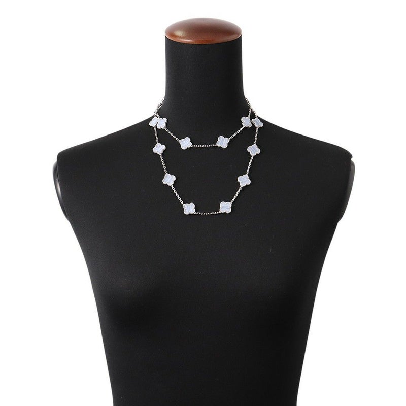 ヴァンクリーフ&アーペル ネックレス ヴィンテージ アルハンブラ ロングネックレス 20モチーフ カルセドニー K18WG VCARD80900