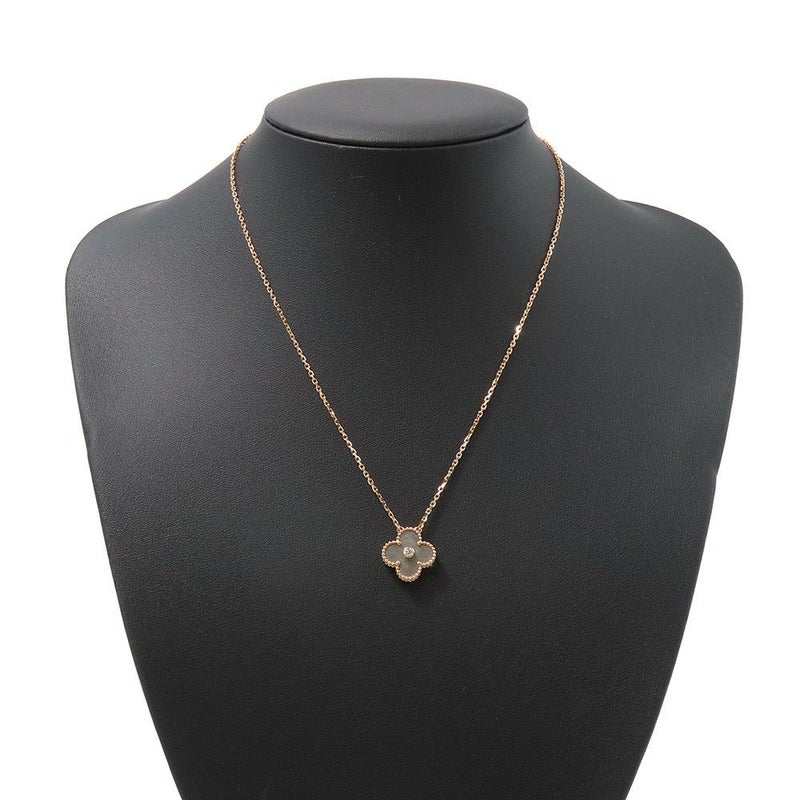 ヴァンクリ ネックレス ヴィンテージ アルハンブラ シルバーオブシディアン/ダイヤ 1P K18PG VCARP9T000 2023年ホリデー限定