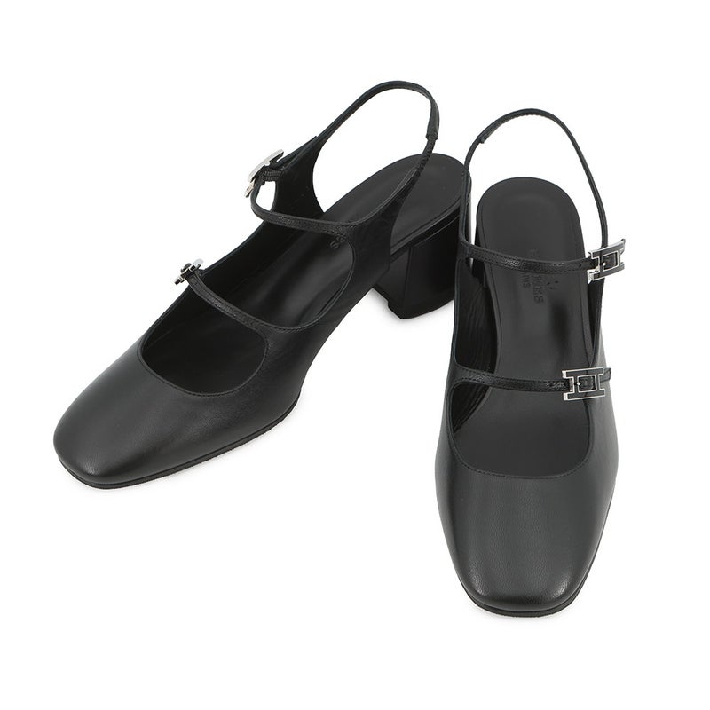 エルメス パンプス ジャッキー 50 レザー レディースサイズ36 1/2 HERMES 靴 黒 シェーヴル