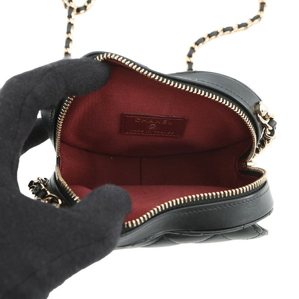 シャネル チェーンショルダーバッグ マトラッセ ココマーク ハート ラムスキン AP2784 CHANEL 黒