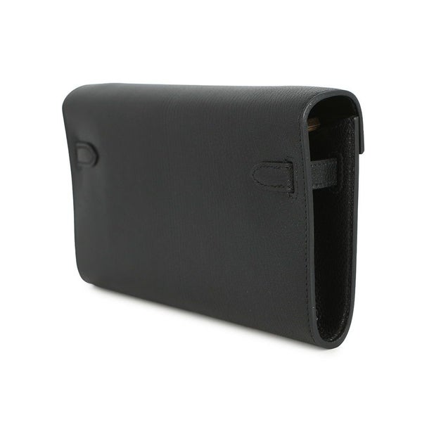 エルメス ケリーウォレット ロング トゥーゴー ブラック/エレクトラム金具 シェブルシャムキラ K刻印 HERMES 黒