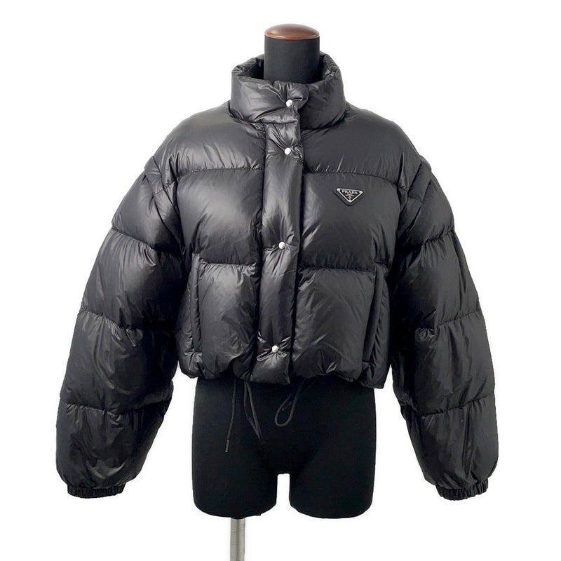 プラダ ダウンジャケット クロップド ベスト/ジャケット トライアングルロゴ レディースサイズ40 291805 PRADA アウター 黒
