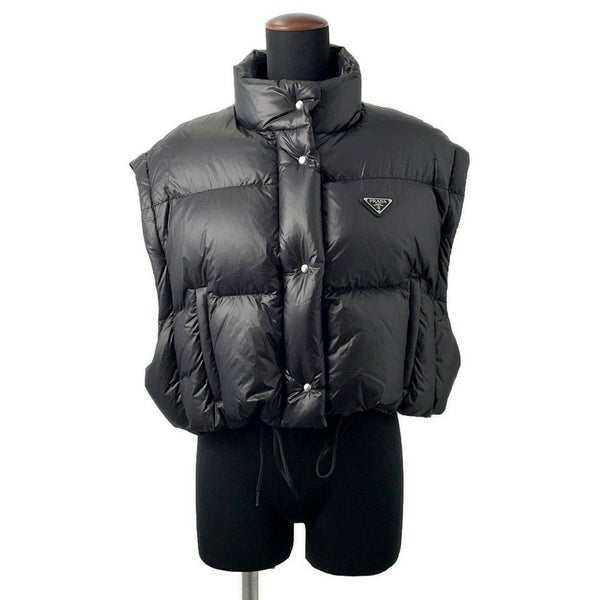 プラダ ダウンジャケット クロップド ベスト/ジャケット トライアングルロゴ レディースサイズ40 291805 PRADA アウター 黒