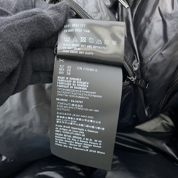 プラダ ダウンジャケット クロップド ベスト/ジャケット トライアングルロゴ レディースサイズ40 291805 PRADA アウター 黒