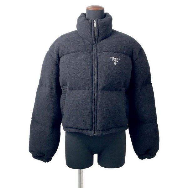 プラダ ダウンジャケット ニットダウンジャケット ウール レディースサイズ36 P25I07 PRADA アウター 黒