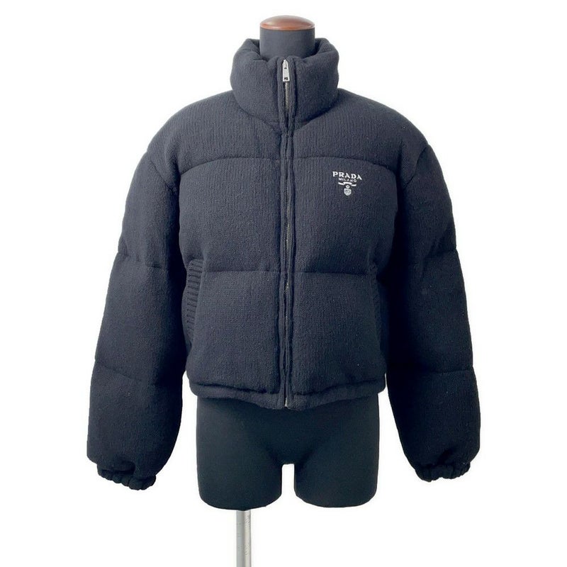 プラダ ダウンジャケット ニットダウンジャケット ウール レディースサイズ36 P25I07 PRADA アウター 黒