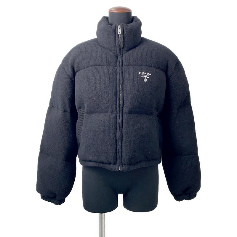 プラダ ダウンジャケット ニットダウンジャケット ウール レディースサイズ36 P25I07 PRADA アウター 黒