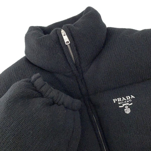 プラダ ダウンジャケット ニットダウンジャケット ウール レディースサイズ36 P25I07 PRADA アウター 黒