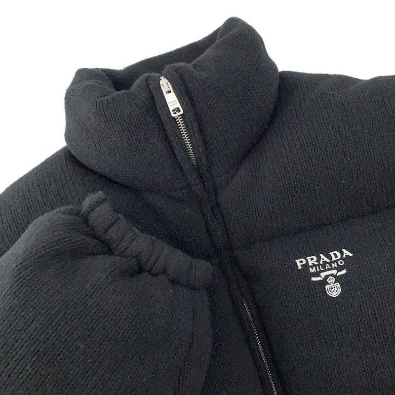 プラダ ダウンジャケット ニットダウンジャケット ウール レディースサイズ36 P25I07 PRADA アウター 黒
