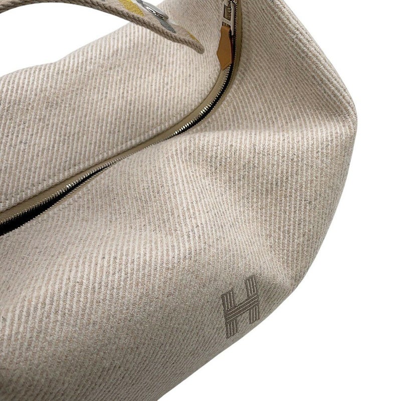 エルメス ポーチ ブリッド・ア・ブラック オ・カレ GM セーグル/シルバー金具 ウール HERMES