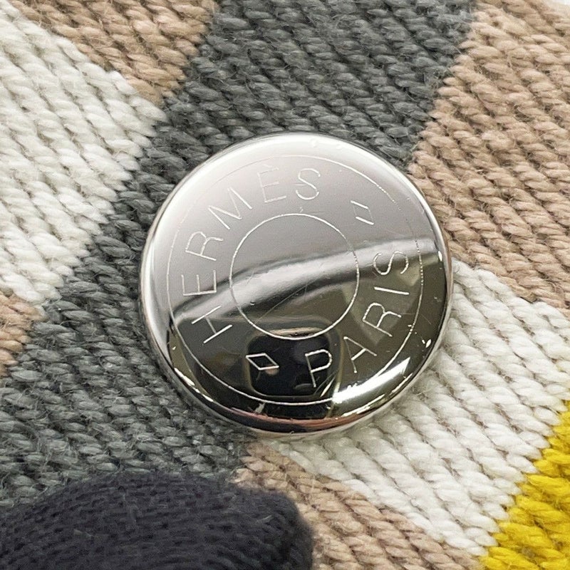 エルメス ポーチ ブリッド・ア・ブラック オ・カレ GM セーグル/シルバー金具 ウール HERMES