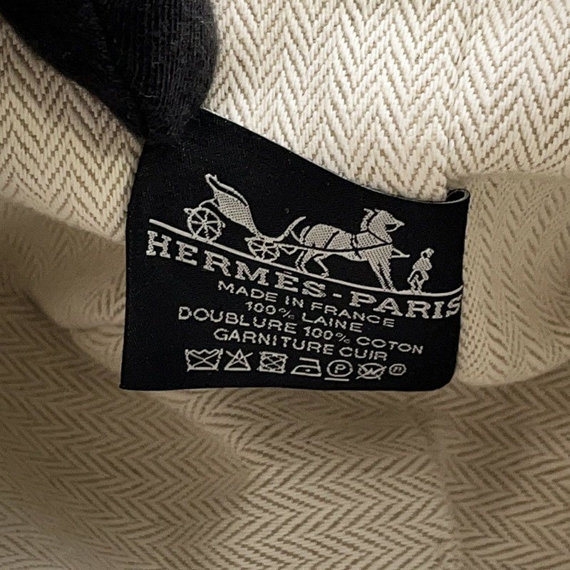 エルメス ポーチ ブリッド・ア・ブラック オ・カレ GM セーグル/シルバー金具 ウール HERMES