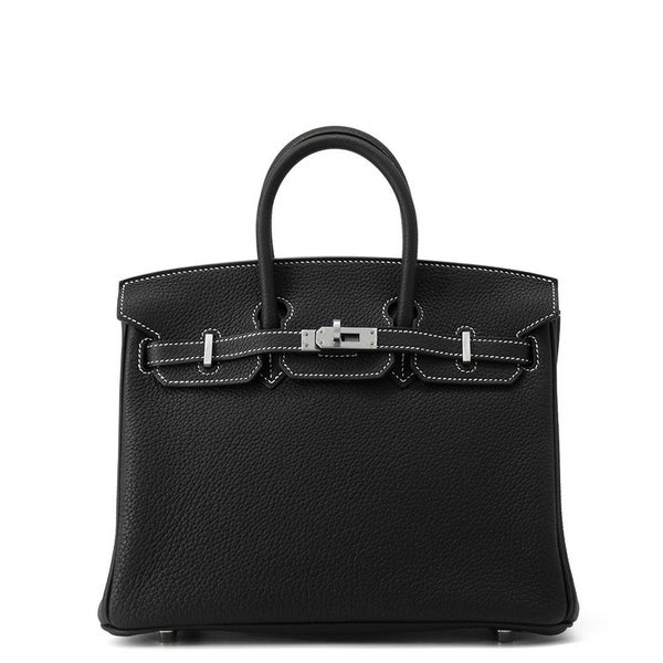 エルメス バーキン25 ブラック/ルージュカザック/マットシルバー金具 トゴ B刻印 HERMES Birkin ハンドバッグ SPO 黒