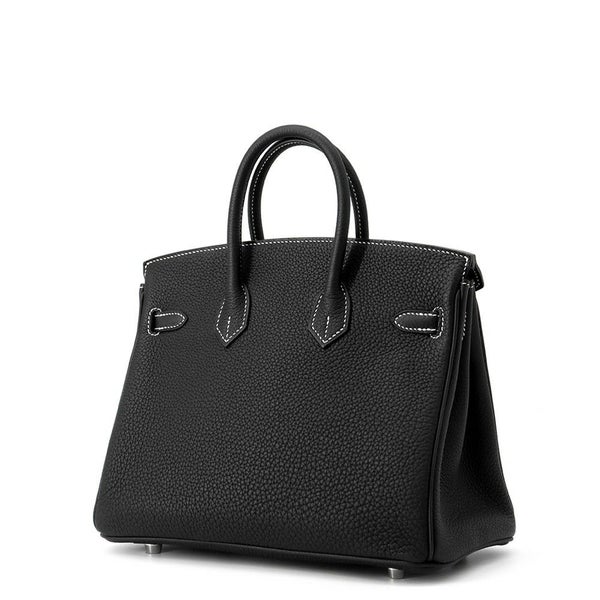 エルメス バーキン25 ブラック/ルージュカザック/マットシルバー金具 トゴ B刻印 HERMES Birkin ハンドバッグ SPO 黒