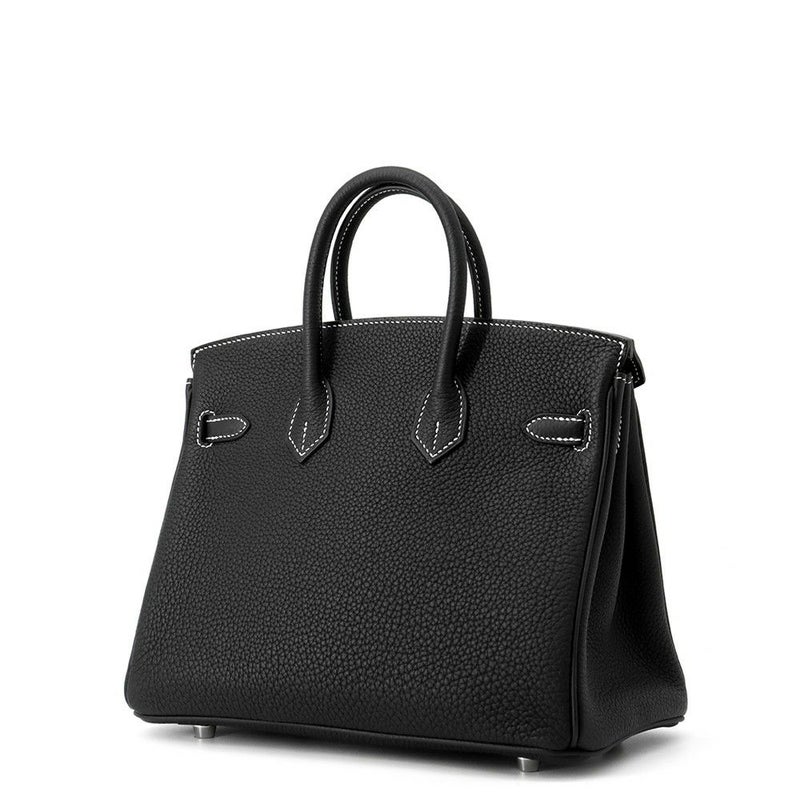 エルメス バーキン25 ブラック/ルージュカザック/マットシルバー金具 トゴ B刻印 HERMES Birkin ハンドバッグ SPO 黒