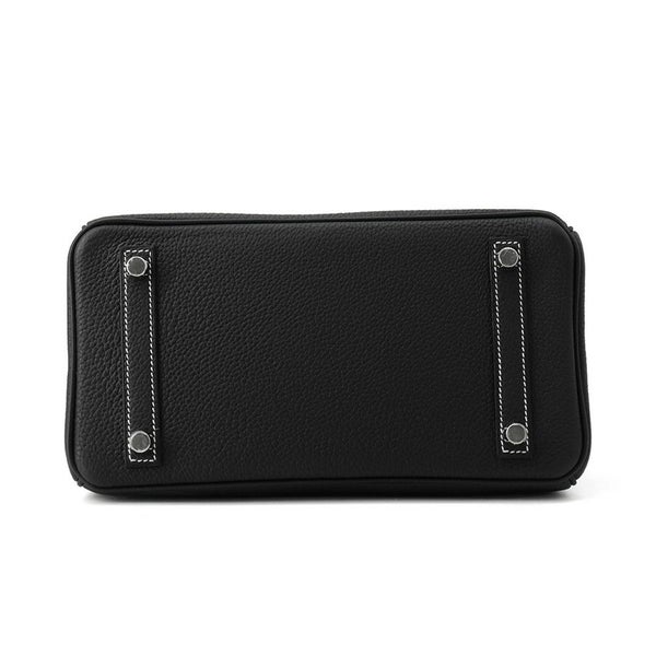 エルメス バーキン25 ブラック/ルージュカザック/マットシルバー金具 トゴ B刻印 HERMES Birkin ハンドバッグ SPO 黒