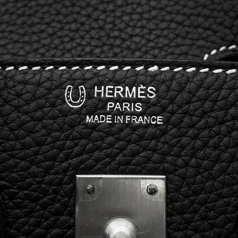 エルメス バーキン25 ブラック/ルージュカザック/マットシルバー金具 トゴ B刻印 HERMES Birkin ハンドバッグ SPO 黒