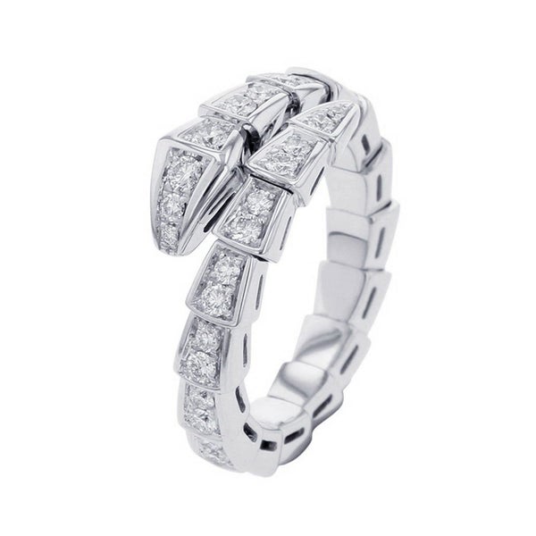 ブルガリ リング セルペンティ ヴァイパー シングルコイル ダイヤモンド 計0.66ct K18WGホワイトゴールド サイズM 354708 指輪