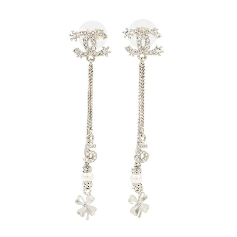 シャネル ピアス ココマーク スイング NO5 クローバー フェイクパール ラインストーン メタル F23P CHANEL アクセサリー