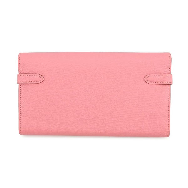 エルメス 長財布 ケリーウォレット ロング ローズコンフェッティ/シルバー金具 シェブルミゾル R刻印 HERMES シェーブル